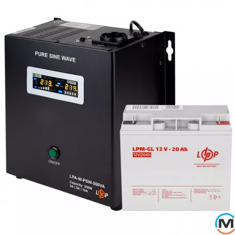 Комплект резервного питания для котла LogicPower ИБП + гелевая батарея (UPS A500VA + АКБ GL 270W), фото 