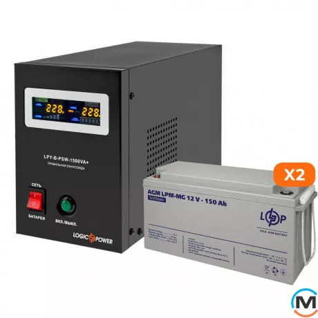 Комплект резервного питания LogicPower ИБП + мультигелевая батарея (UPS B1500 + АКБ MG 4140W), фото 