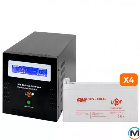 Комплект резервного живлення LogicPower ДБЖ + гелева батарея (UPS B6000 + АКБ GL 1440W), фото 