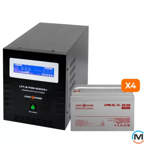 Комплект резервного живлення LogicPower ДБЖ + гелева батарея (UPS B6000 + АКБ GL 960W), фото 