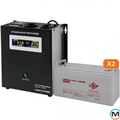 Комплект резервного живлення LogicPower ДБЖ + гелева батарея (UPS W1500 + АКБ GL 3300W), фото 