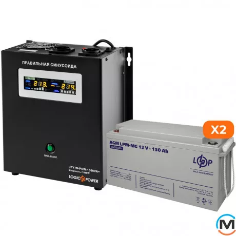 Комплект резервного живлення LogicPower ДБЖ + мультигелева батарея (UPS W1500 + АКБ MG 4140W), фото 