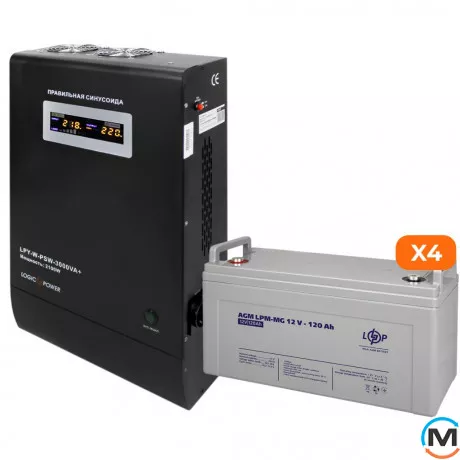 Комплект резервного живлення LogicPower ДБЖ + мультигелева батарея (UPS W3000 + АКБ MG 6600W), фото 