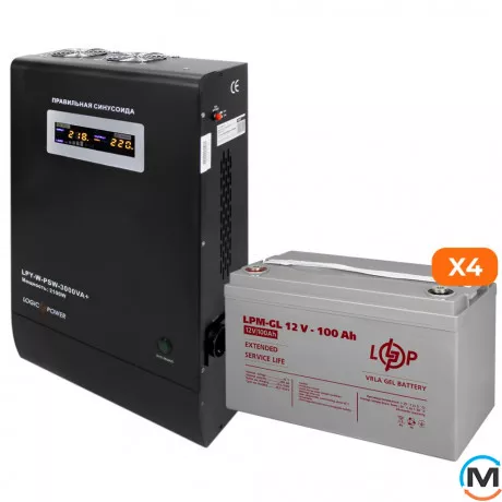 Комплект резервного живлення LogicPower ДБЖ + гелева батарея (UPS W3000 + АКБ GL 5600W), фото 