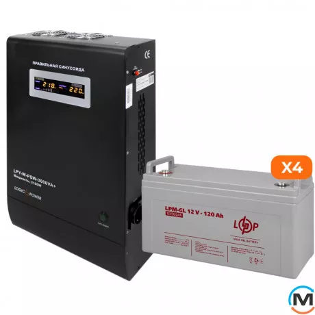 Комплект резервного живлення LogicPower ДБЖ + гелева батарея (UPS W3000 + АКБ GL 6600W), фото 