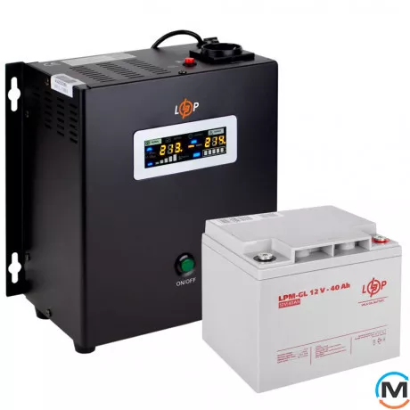 Комплект резервного живлення для котла LogicPower ДБЖ + гелева батарея (UPS W500 + АКБ GL 520W), фото , зображення 2