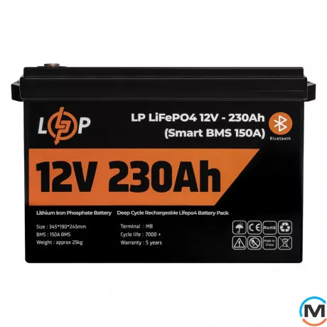 Акумулятор LogicPower LiFePO4 12V (12,8V) - 230 Ah (2944Wh) (Smart BMS 150А) з BT пластик для ДБЖ, фото , зображення 2