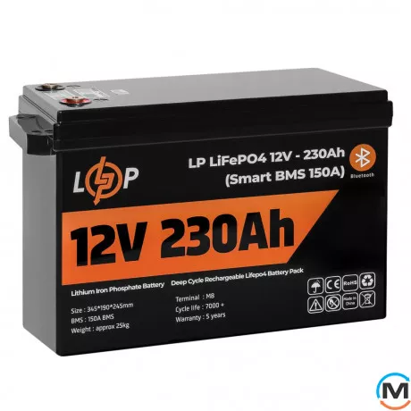 Акумулятор LogicPower LiFePO4 12V (12,8V) - 230 Ah (2944Wh) (Smart BMS 150А) з BT пластик для ДБЖ, фото , зображення 4