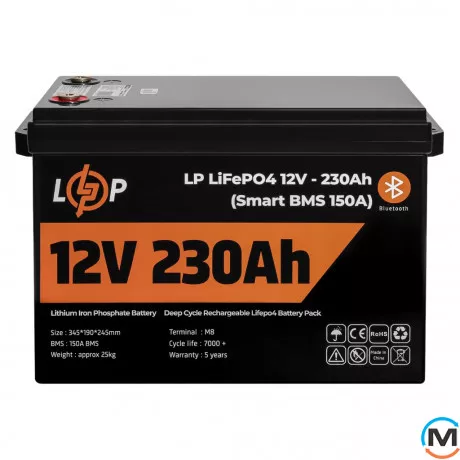 Акумулятор LogicPower LiFePO4 12V (12,8V) - 230 Ah (2944Wh) (Smart BMS 150А) з BT пластик для ДБЖ, фото 