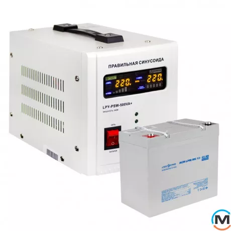 Комплект резервного питания для котла LogicPower ИБП + мультигелевая батарея (UPS 500 + АКБ MG 590W), фото , изображение 2