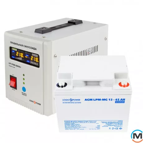 Комплект резервного питания для котла LogicPower ИБП + мультигелевая батарея (UPS 500 + АКБ MG 590W), фото , изображение 3