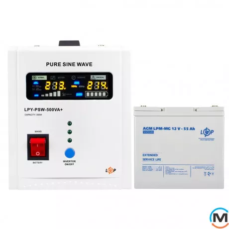 Комплект резервного живлення для котла LogicPower ДБЖ + мультигелева батарея (UPS 500 + АКБ MG 720W), фото 