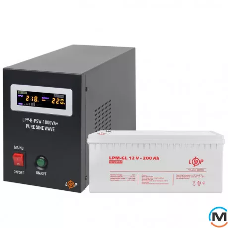 Комплект резервного питания для котла LogicPower ИБП + гелевая батарея (UPS B1000VA + АКБ GL 2700W), фото 