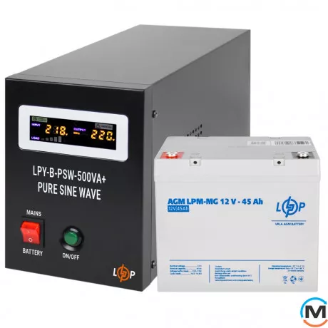 Комплект резервного живлення для котла LogicPower ДБЖ + мультигелева батарея (UPS B500 + АКБ MG 590W), фото 