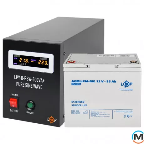 Комплект резервного живлення для котла LogicPower ДБЖ + мультигелева батарея (UPS B500 + АКБ MG 720W), фото 