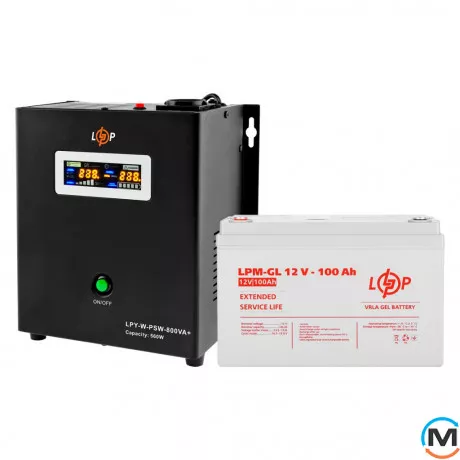 Комплект резервного живлення для котла LogicPower ДБЖ + гелева батарея (UPS W800VA + АКБ GL 1400W), фото 