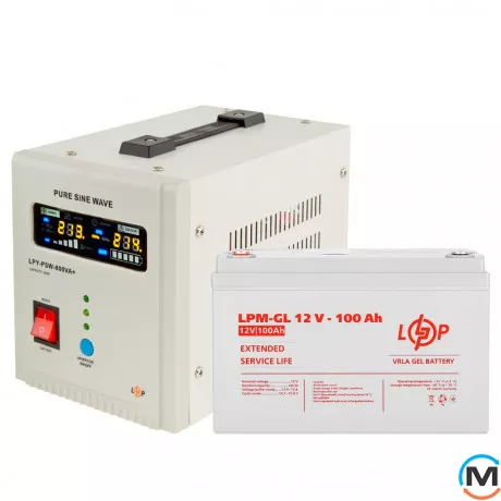 Комплект резервного живлення для котла LogicPower ДБЖ + гелева батарея (UPS 800VA + АКБ GL 1400W), фото 