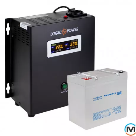 Комплект резервного живлення для котла LogicPower ДБЖ + мультигелева батарея (UPS W500 + АКБ MG 590W), фото , зображення 2