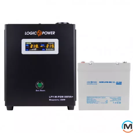 Комплект резервного живлення для котла LogicPower ДБЖ + мультигелева батарея (UPS W500 + АКБ MG 590W), фото 