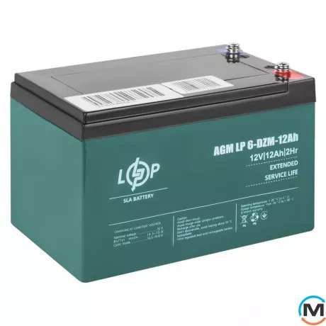Тяговый свинцово-кислотный Аккумулятор LogicPower 6-DZM-12 Ah - под Болт М5, фото , изображение 3