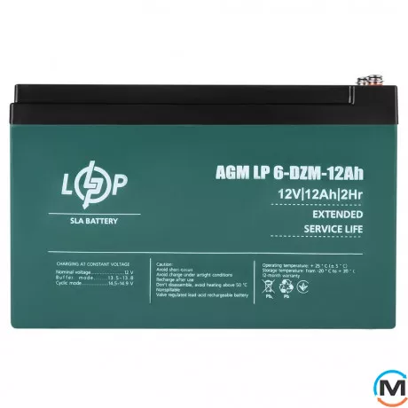 Тяговый свинцово-кислотный Аккумулятор LogicPower 6-DZM-12 Ah - под Болт М5, фото , изображение 4