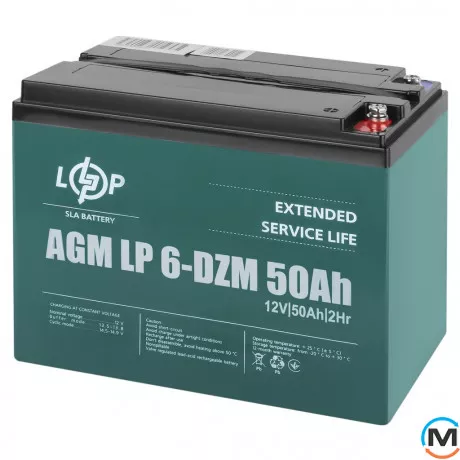 Тяговый свинцово-кислотный Аккумулятор LogicPower 6-DZM-50 Ah, Емкость, Ah: 50, Номинальное напряжение АКБ, V: 12, фото , изображение 2