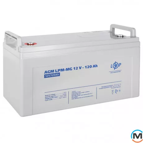 Акумулятор LogicPower мультигелевий LPM-MG 12V - 120 Ah, Ємність, Ah: 120, Номінальна напруга АКБ, V: 12, фото , зображення 2