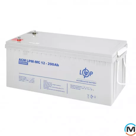 Акумулятор LogicPower мультигелевий LPM-MG 12V - 200 Ah, Ємність, Ah: 200, Номінальна напруга АКБ, V: 12, фото 