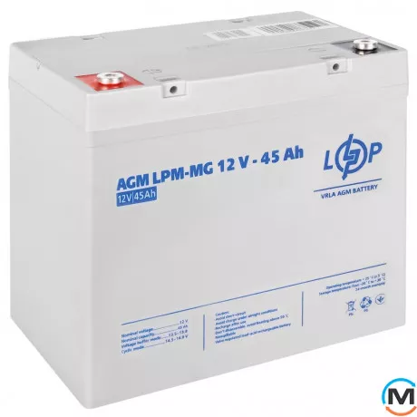 Аккумулятор LogicPower мультигелевый LPM-MG 12V - 45 Ah, Емкость, Ah: 45, Номинальное напряжение АКБ, V: 12, фото , изображение 2
