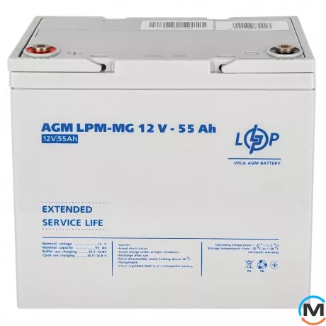 Аккумулятор LogicPower мультигелевый LPM-MG 12V - 55 Ah, Емкость, Ah: 55, Номинальное напряжение АКБ, V: 12, фото , изображение 3