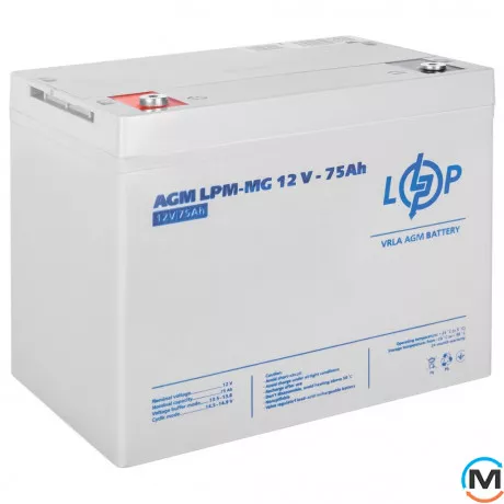 Аккумулятор LogicPower мультигелевый LPM-MG 12V - 75 Ah, Емкость, Ah: 75, Номинальное напряжение АКБ, V: 12, фото , изображение 2