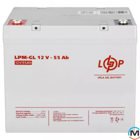 Акумулятор LogicPower гелевий LPM-GL 12V - 55 Ah, Ємність, Ah: 55, Номінальна напруга АКБ, V: 12, фото , зображення 4
