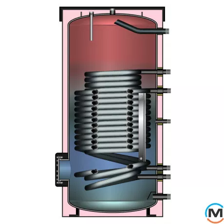 Meibes HLS-Plus 801 бак ГВП зі збільшеною площею нагріву, Об'єм (л): 800, Виконання: Вертикальний, Кількість змійовиків: 1, фото 