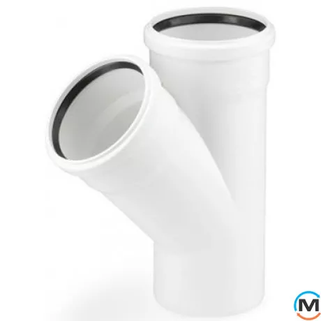 Трійник Rehau Raupiano Plus 90/50 45°, Вид каналізації: Внутрішня, Тип каналізації: Безшумна, Градус (град.): 45, Модифікація: 90/50 45, Діаметр (мм): 90, Матеріал: Поліпропілен PPR, фото 