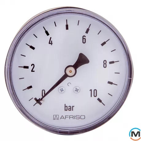 Манометр аксіальний Afriso 50мм, 0-10 бар, з'єдн. 1/4", к.т. 1,6 тип RF металевий, фото 