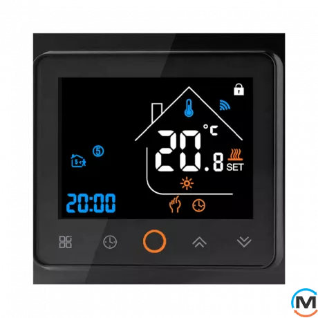 Термостат з ZigBee керуванням Tervix для водяної/електр.теплої підлоги датч. 3000 мм чорний, Колір: Чорний, Управління: ZigBee, фото 