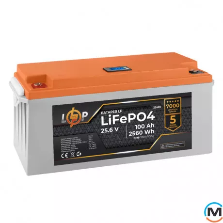 Акумулятор LogicPower LiFePO4 24V (25,6V) – 100 Ah (2560Wh) (BMS 200/100А) пластик LCD, фото , зображення 2