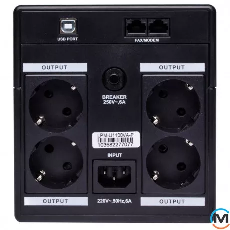 Лінійно-інтерактивне LogicPower ДБЖ LPM-U1100VA-P (770Вт), фото , зображення 3