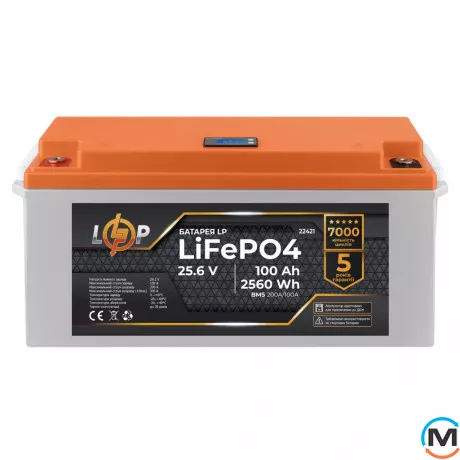 Акумулятор LogicPower LiFePO4 24V (25,6V) - 100 Ah (2560Wh) (BMS 200/100А) пластик LCD для ДБЖ, фото 