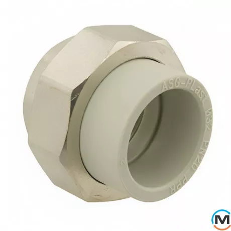 Американка ППР (Сірий) 63x2" ВР ASG, Тип різьблення: Внутрішня, Діаметр різьблення: 2", Колір: Сірий, Діаметр (мм): 63, фото 