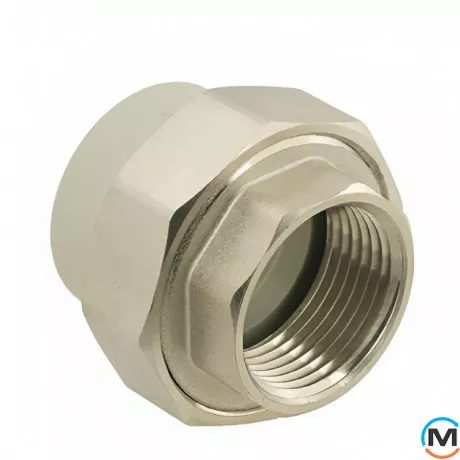 Американка ASG 20x1/2" вн. ППР (Сірий), Тип різьблення: Внутрішня, Діаметр різьблення: 1/2", Колір: Сірий, Діаметр (мм): 20, фото , зображення 2