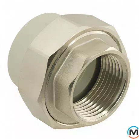 Американка ASG 25x3/4" вн. ППР (Сірий), Тип різьблення: Внутрішня, Діаметр різьблення: 3/4", Колір: Сірий, Діаметр (мм): 25, фото , зображення 2