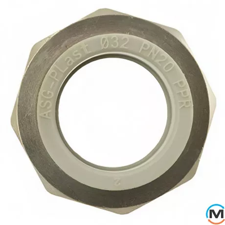 Американка ASG 25x3/4" вн. ППР (Сірий), Тип різьблення: Внутрішня, Діаметр різьблення: 3/4", Колір: Сірий, Діаметр (мм): 25, фото , зображення 3