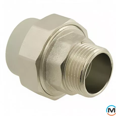 Американка ASG 20x1/2" зв. ППР (Сірий), Тип різьблення: Зовнішня, Діаметр різьблення: 1/2", Колір: Сірий, Діаметр (мм): 20, фото , зображення 2