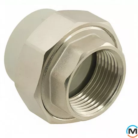 Американка ASG 32x1" вн. ППР (Сірий), Тип різьблення: Внутрішня, Діаметр різьблення: 1", Колір: Сірий, Діаметр (мм): 32, фото , зображення 2