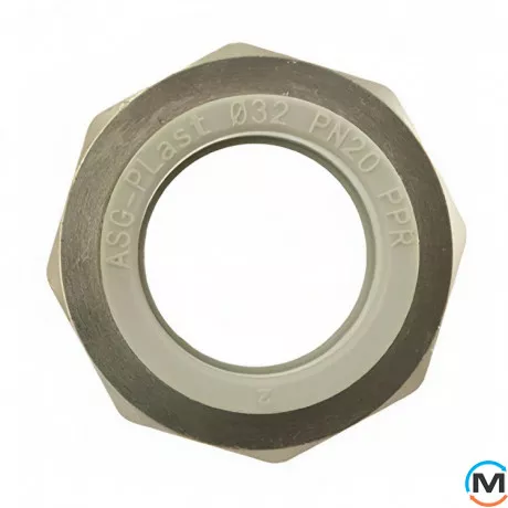 Американка ASG 32x1" вн. ППР (Сірий), Тип різьблення: Внутрішня, Діаметр різьблення: 1", Колір: Сірий, Діаметр (мм): 32, фото , зображення 3