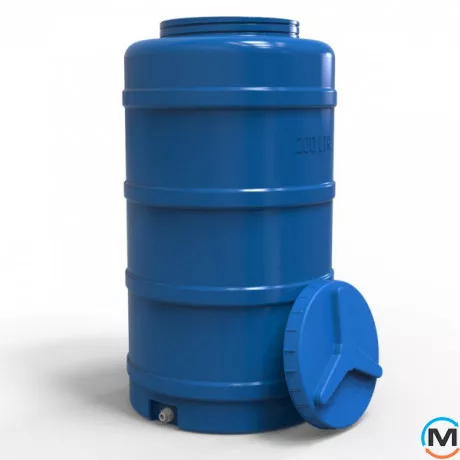 Ємність накопичувальна Євро Пласт харчова Стандартна Ø 550*1020 2-ш. синя 200 л. вертикальна, фото , зображення 2