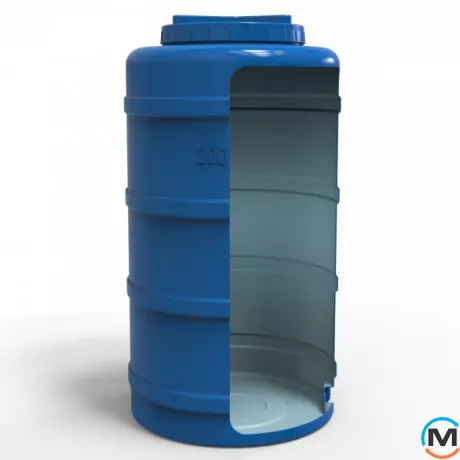 Ємність накопичувальна Євро Пласт харчова Стандартна Ø 550*1020 2-ш. синя 200 л. вертикальна, фото , зображення 4