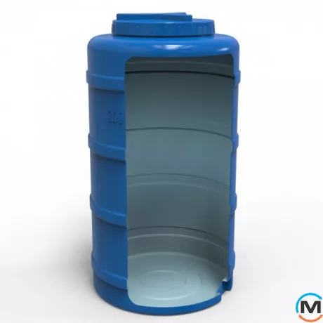 Ємність накопичувальна Євро Пласт харчова Стандартна Ø 550*1020 2-ш. синя 200 л. вертикальна, фото , зображення 6