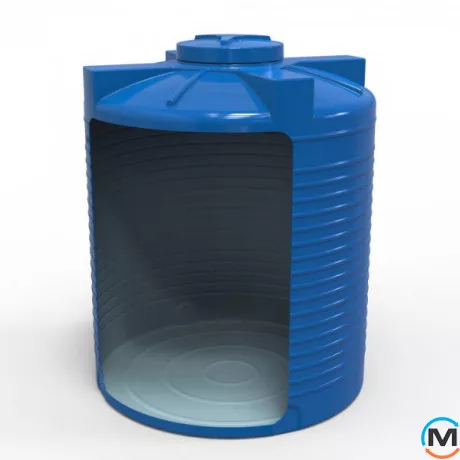 Ємність накопичувальна Євро Пласт харчова Стандартна Ø 1510*1890 2-ш. синя 3000 л. вертикальна, фото , зображення 3